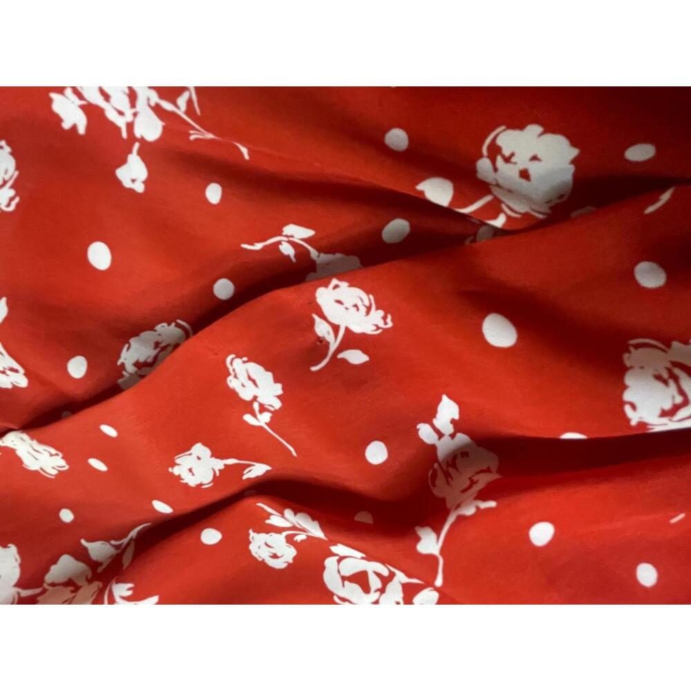 Everly | Anthropology Red Floral Dress Size L Made in USA - Picture 7 of 9